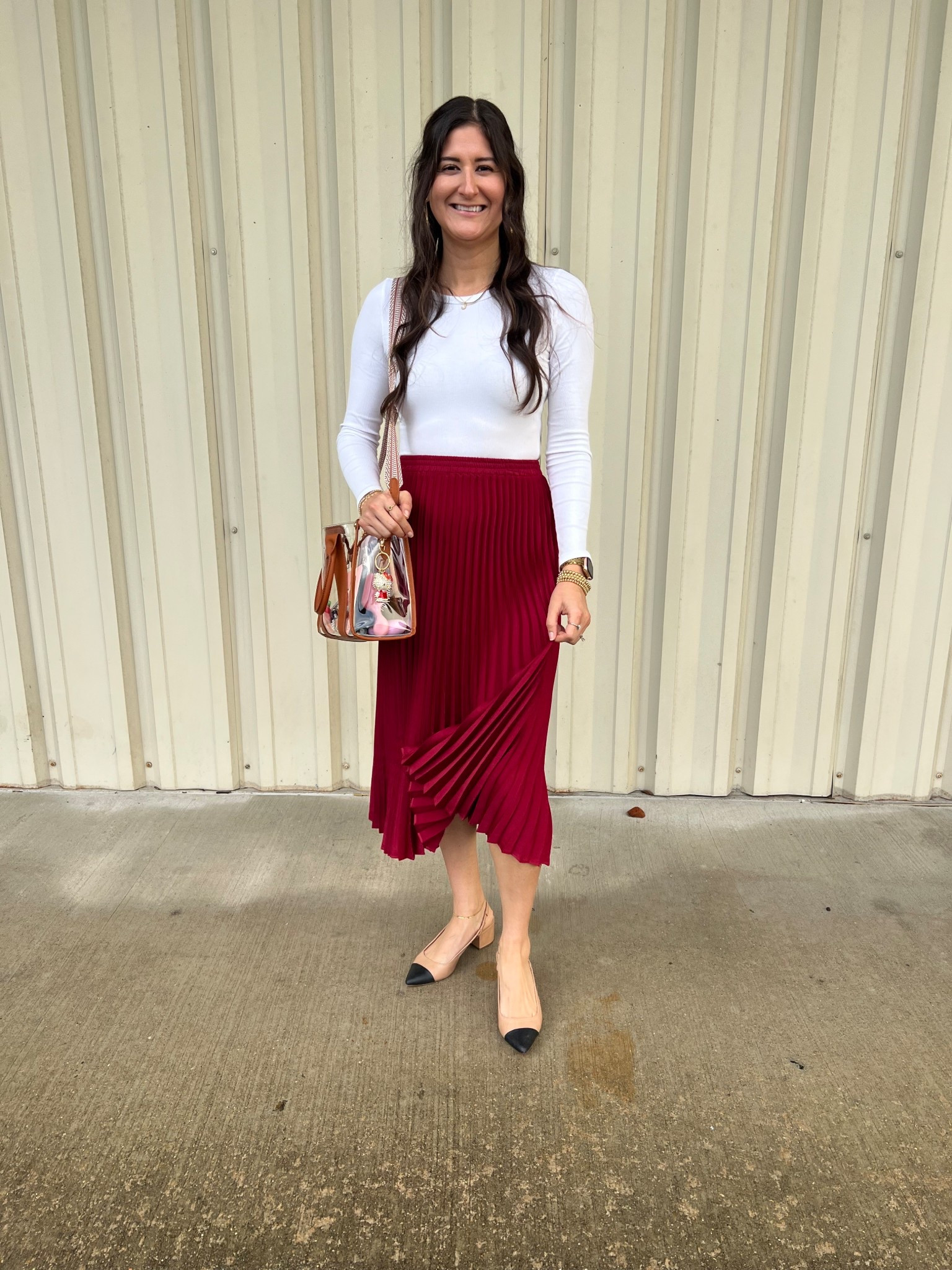 Love this outfit for church, wore this on Christmas Sunday this past weekend. The pleated shirt is a timeless look. Paired it with a long sleeve bodysuit. 

#LTKHoliday #LTKootd #LTKFindsUnder50