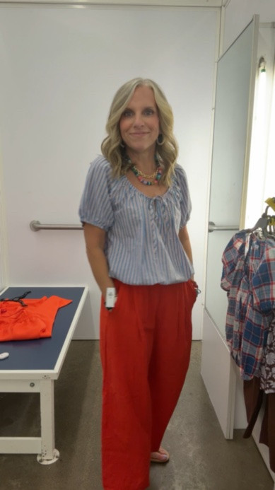 ADORABLE. Get these pants in every color and the shirt. Wearing small shirt and petite small pants.

#LTKgrwm #LTKSaleAlert #LTKOver40