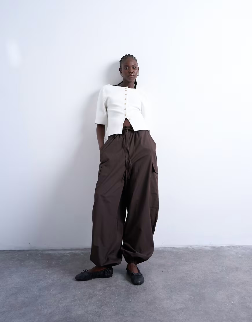 Topshop balloon cargo pants in chocolate-Brown | ASOS (Global)