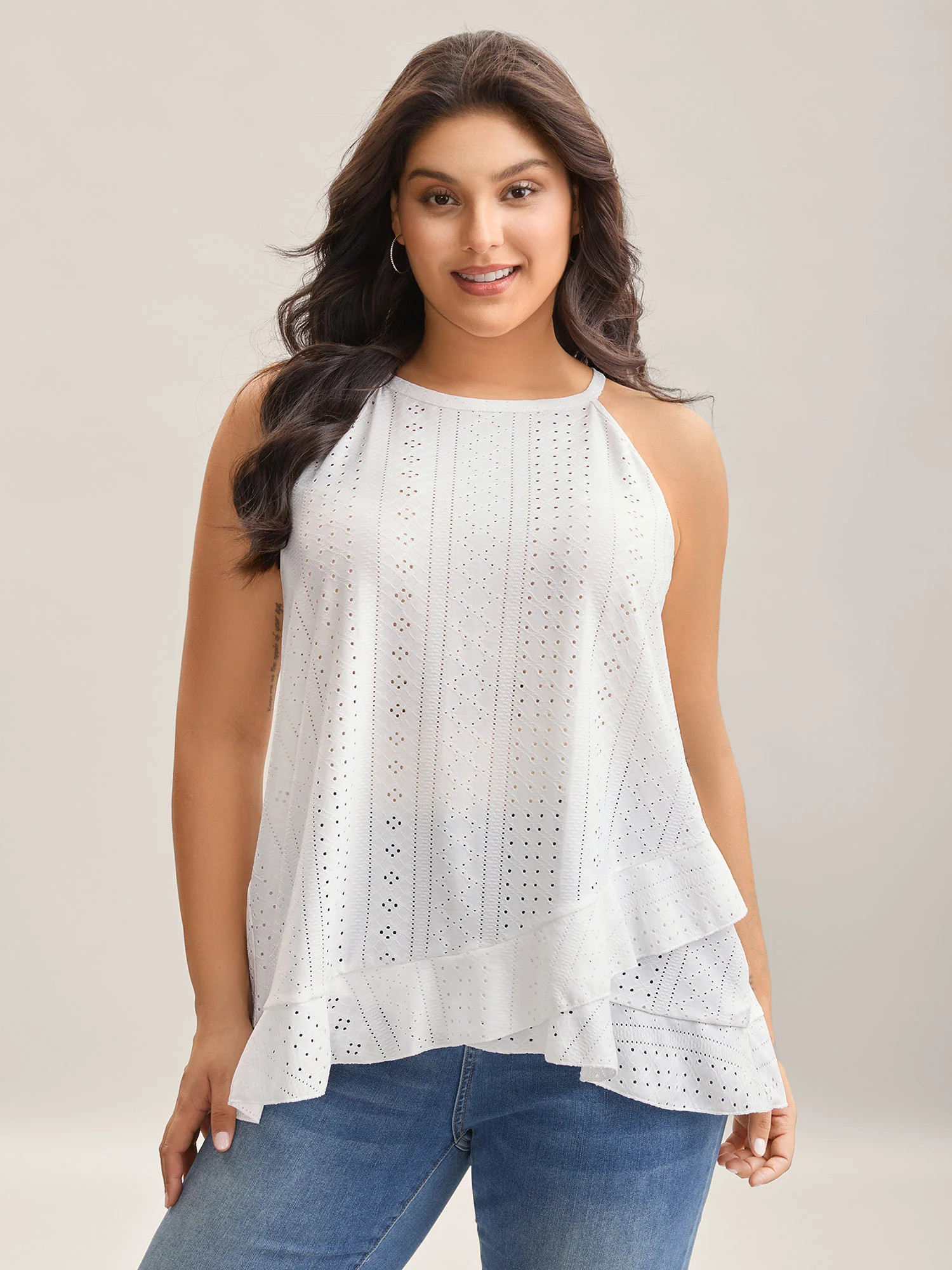 Textured Knit Overlap Hem Tank Top | Bloomchic