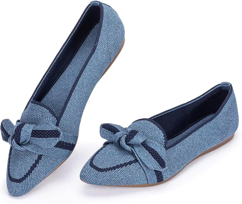 BEJINASH Women's Loafer Flats Casual Knit Fabric Lightweight Dressy Shoes Washable Elegant Pointe... | Amazon (US)