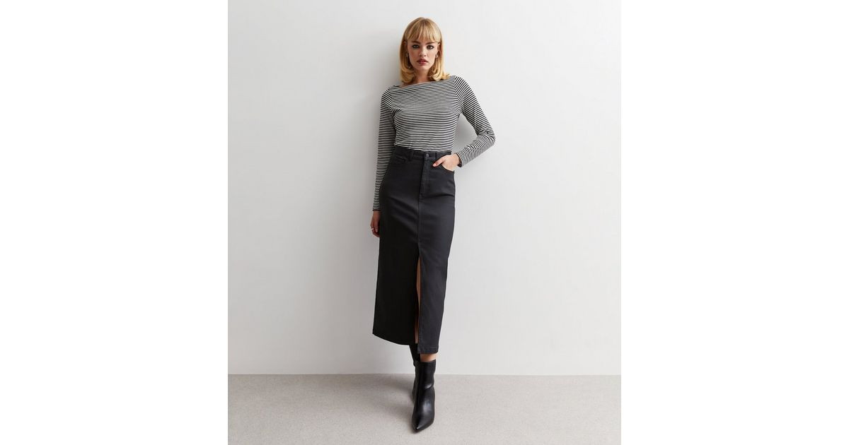 Black Coated Split Hem Midaxi Skirt
						
						Add to Saved Items
						Remove from Saved Items | New Look (UK)