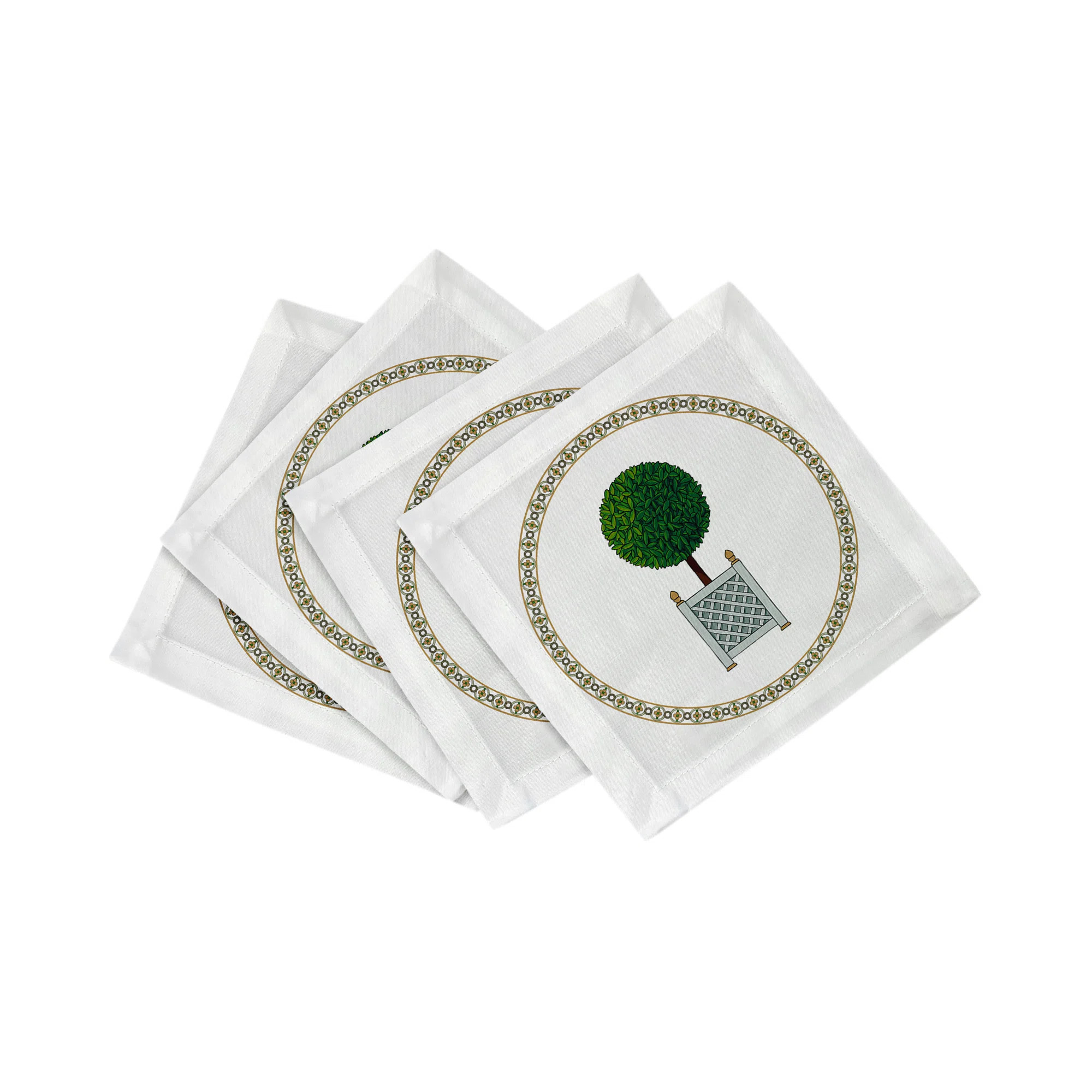 Nicolette Mayer Timothy Corrigan Parterre Topiary Hemstitch Cocktail 6" Linen/Cotton Napkin | Perigold | Perigold