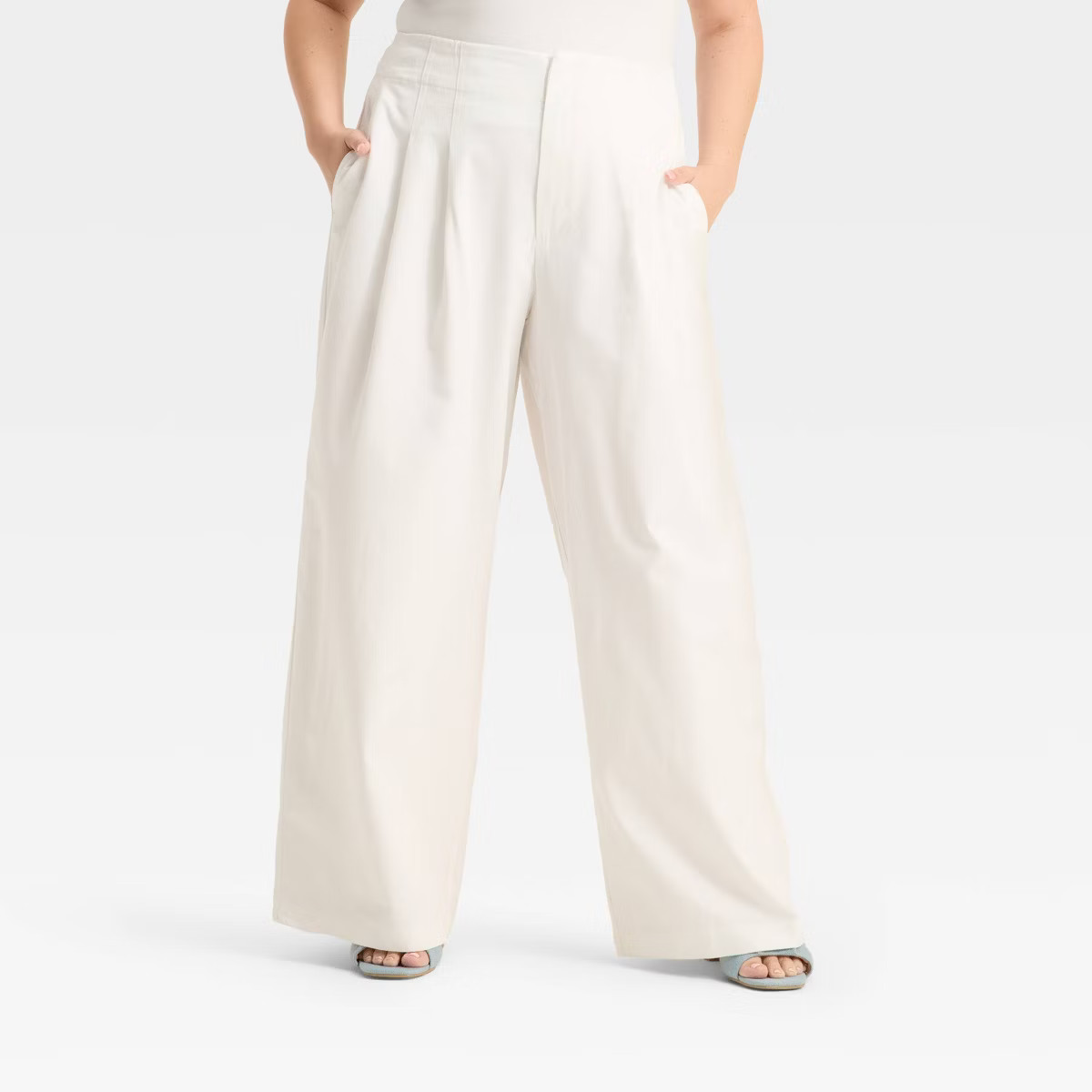 Women's High-Rise Relaxed Fit Wide Leg Pleated Linen Trousers - Future Collective | Target