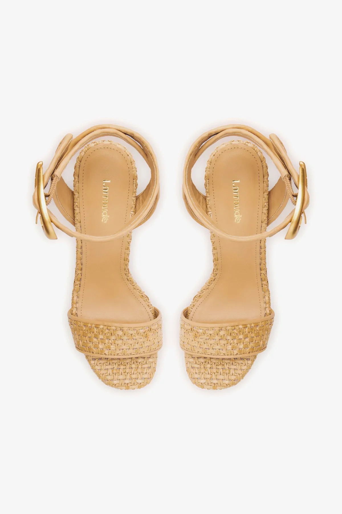 Dolly Verona Sandal In Beige Leather and Natural Raffia | Larroude