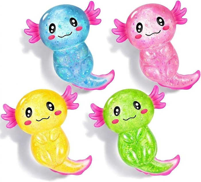 Axolotl Squishy Stress Relief Toy, Glitter Fidget Toy, Sensory Party Favors | Amazon (US)