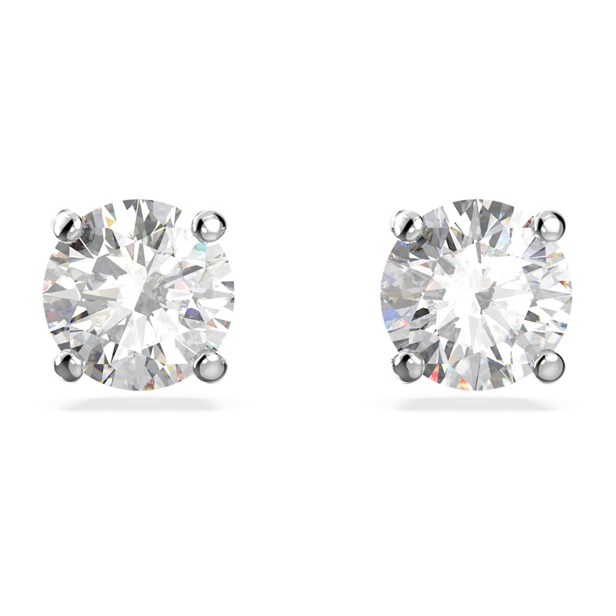 Stilla Attract stud earrings, Round cut, White, Rhodium plated | SWAROVSKI