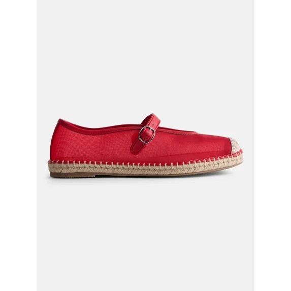 Free Assembly Women's Mesh Mary Jane Espadrilles | Walmart (US)