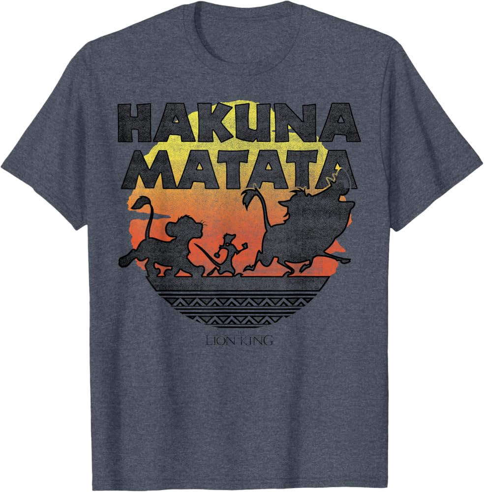 Disney The Lion King Hakuna Matata Sunset Silhouette Poster T-Shirt | Amazon (US)