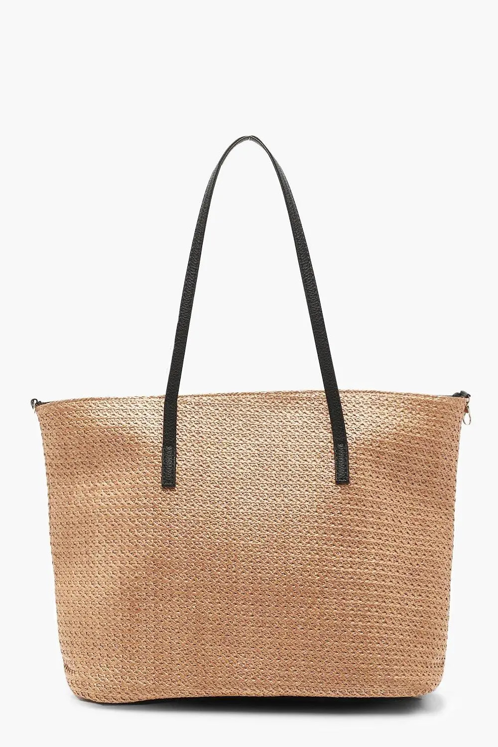 Natural Straw PU Handle Beach Bag | Boohoo USA | boohoo (US & Canada)