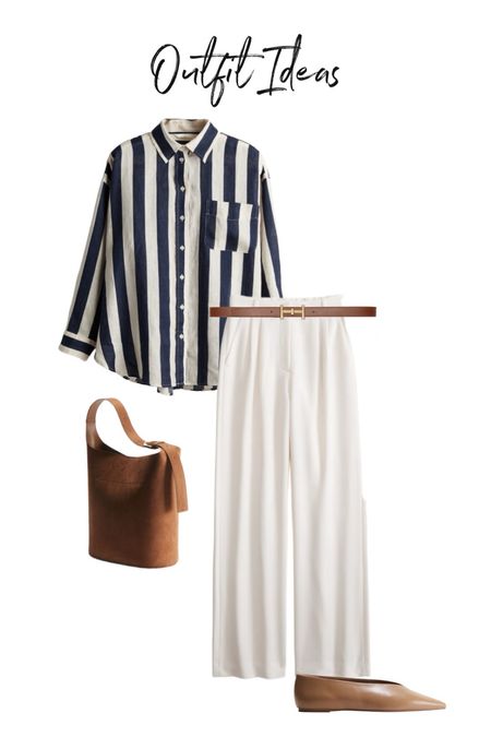 Striped linen shirt & white trousers outfit.
A great combination for workwear or a spring lunch 

#LTKstyletip #LTKworkwear #LTKSeasonal