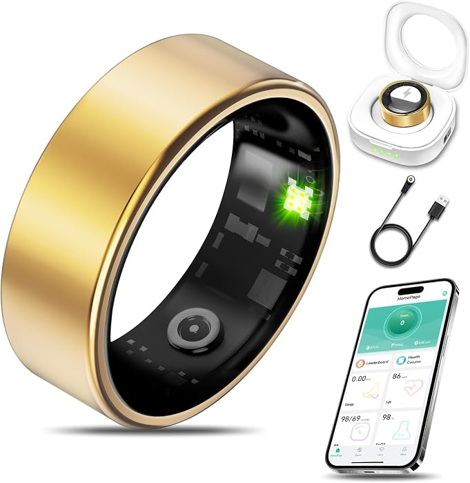 Smart Health Ring Fitness Tracker for Men Women, Sleep, Stress & Activity Monitoring, IP68 Waterp... | Amazon (US)