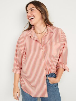 Oversized Striped Boyfriend Shirt for Women | Old Navy (US)