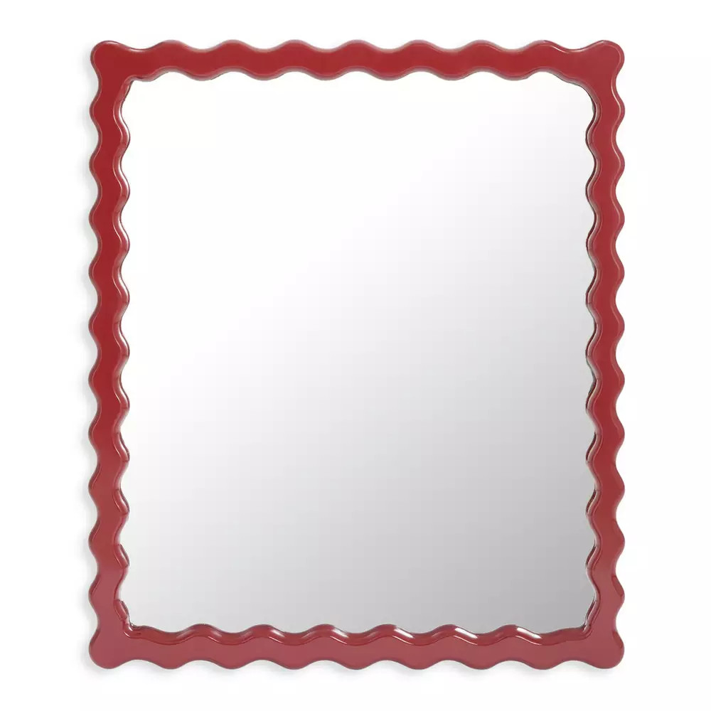Buy Habitat Red Wood Lacquered Wavy Wall Mirror - 48x40cm | Wall mirrors | Habitat | Habitat UK