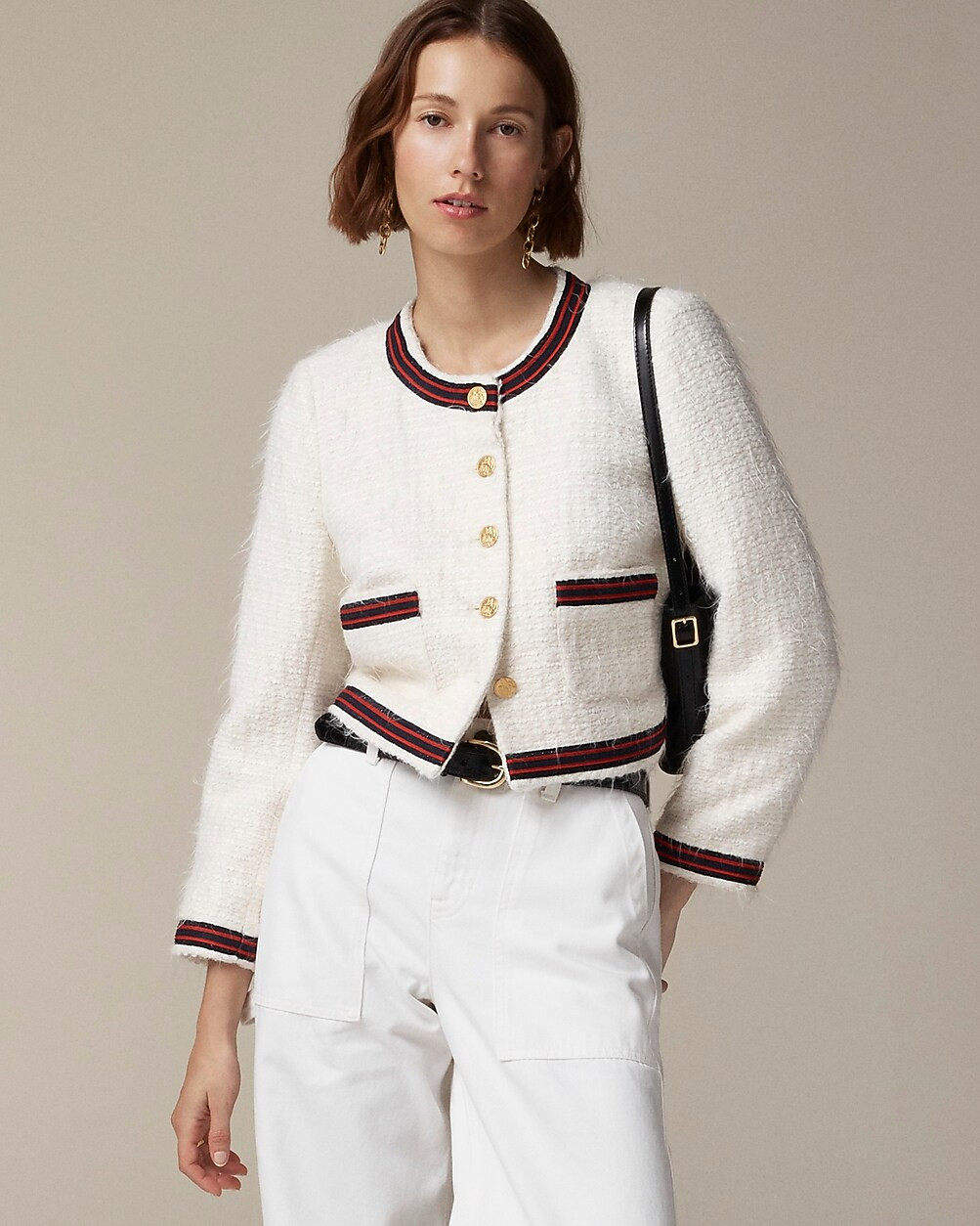 Collection contrast-trim lady jacket in Italian tweed | J. Crew US