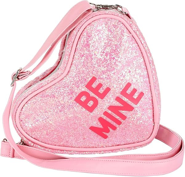 Sparkly Be Mine Candy Heart Purse - Adorable Sequin Purse, Valentine's Day Treat Bag, Pink Heart ... | Amazon (US)