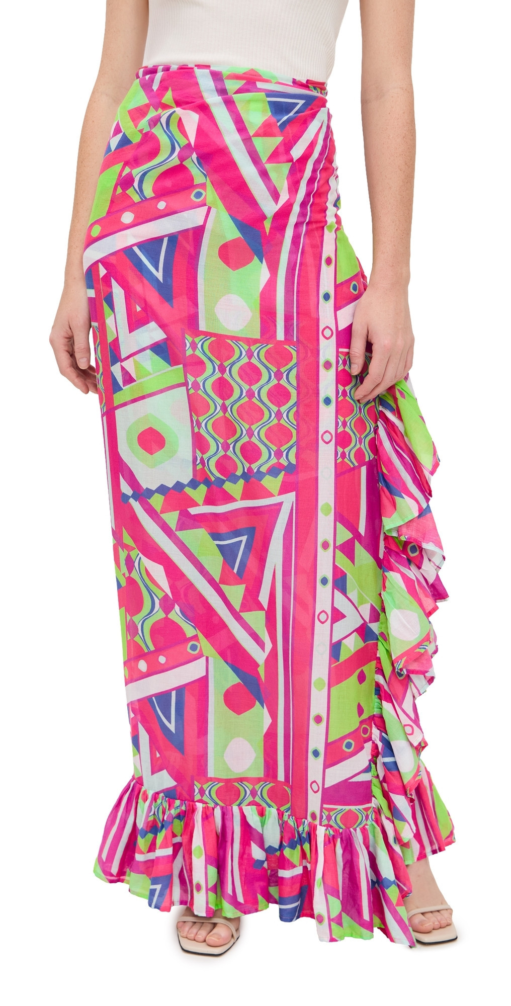 Coniglio Palm Beach Ruffle Power Pareo Prism Geo Magenta Grove 3 | Shopbop