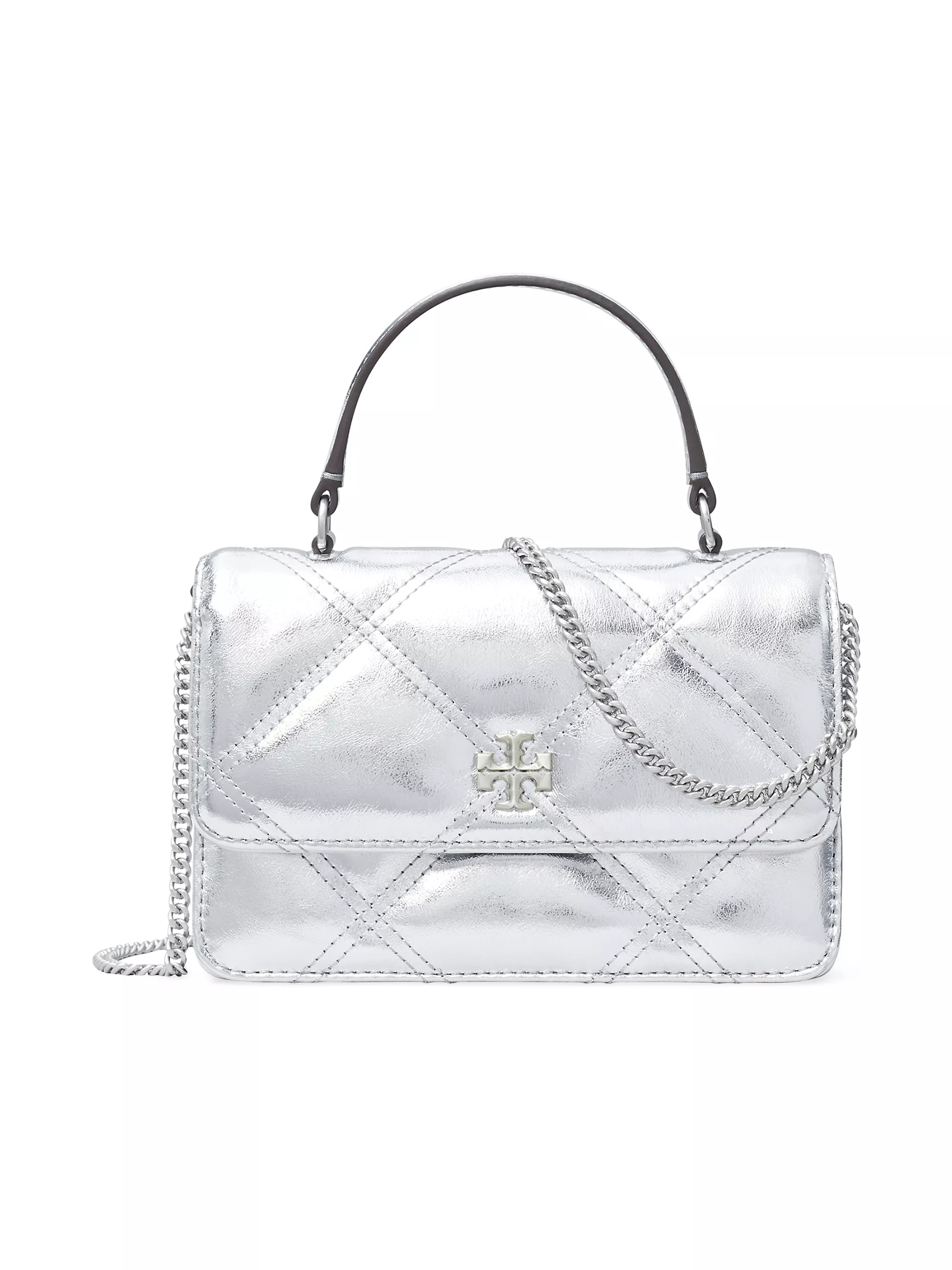 Mini Kira Metallic Diamond-Quilted Top Handle Bag | Saks Fifth Avenue