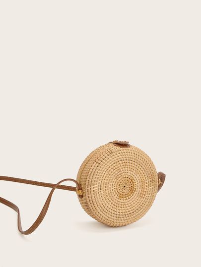 Straw Detail Round Crossbody Bag | SHEIN