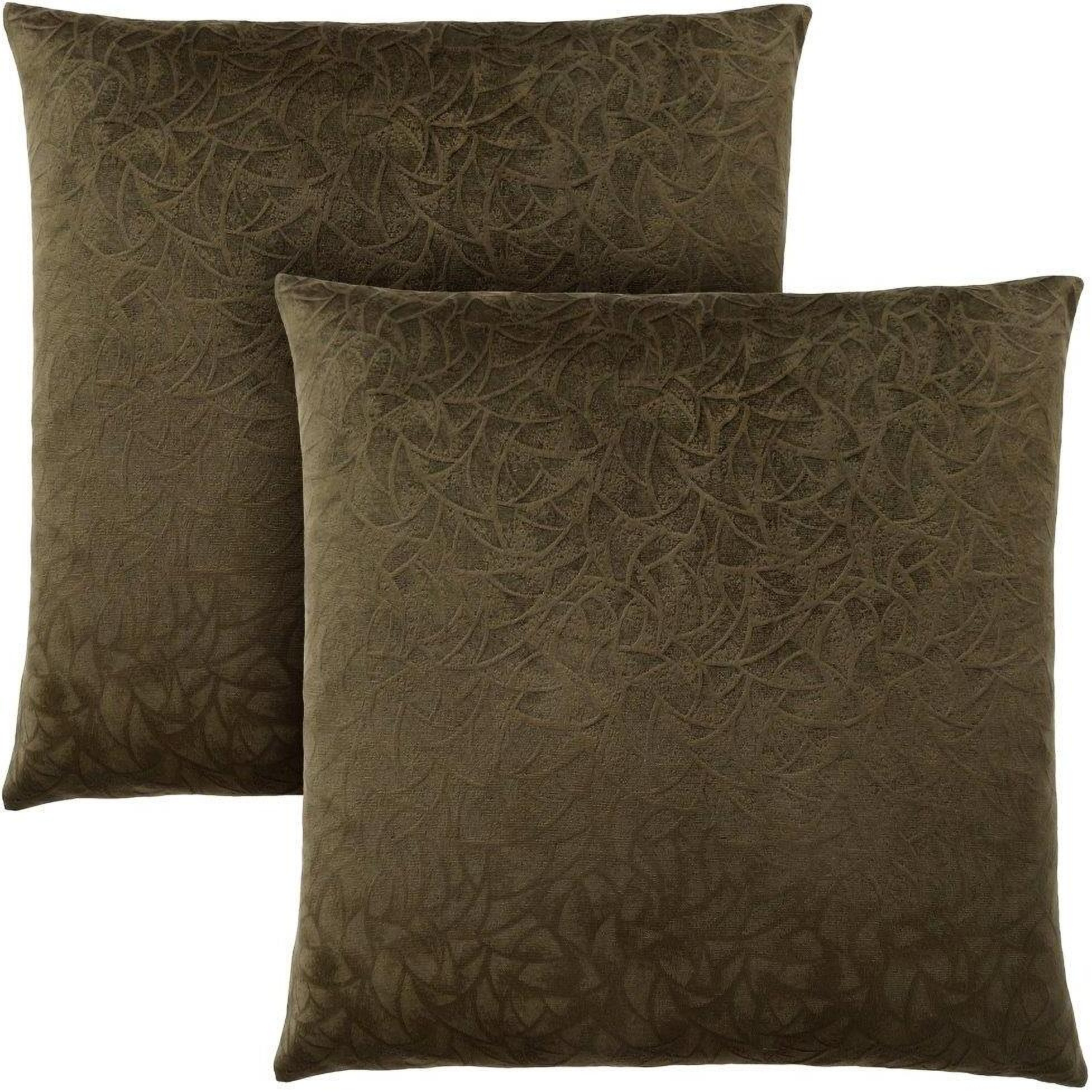 2 Piece 18 Inch x 18 Inch Pillow In Dark Green Floral Velvet | 1stopbedrooms