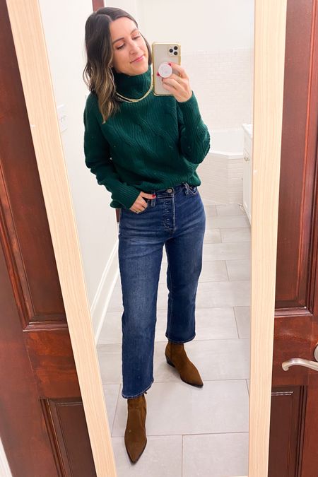Such a good Amazon sweater find! So soft and cozy. Wearing size small. Levi’s jeans are on sale! Under $60. Wearing the 27” length. I’m 5’4” for reference. Boots are Zara  

#LTKsalealert #LTKCyberweek