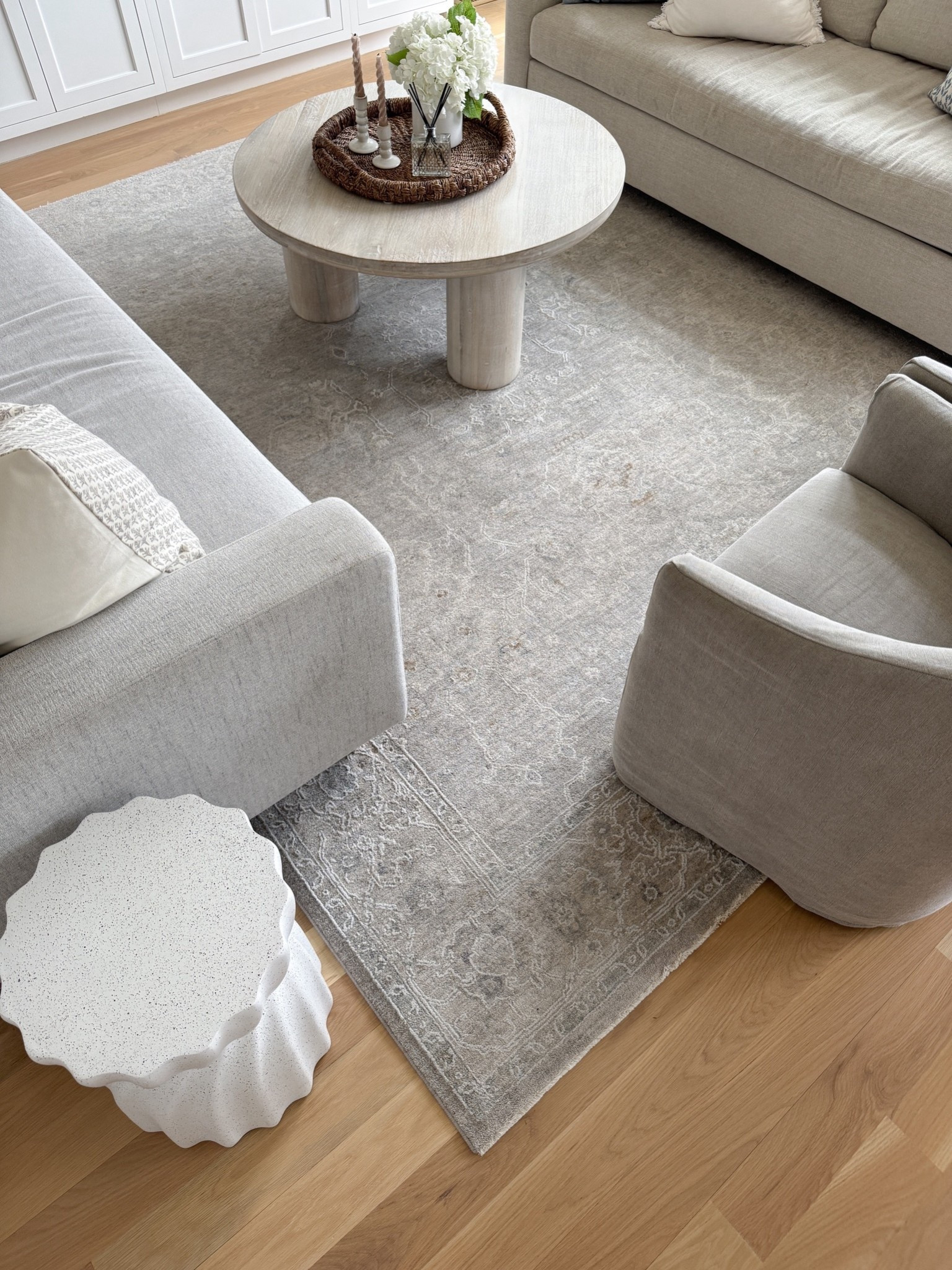 Modern side table, modern coastal, gray sofa, chambray linen pillow cover, gray neutral rug, living room design, coastal decor 

#LTKFindsUnder100 #LTKHome