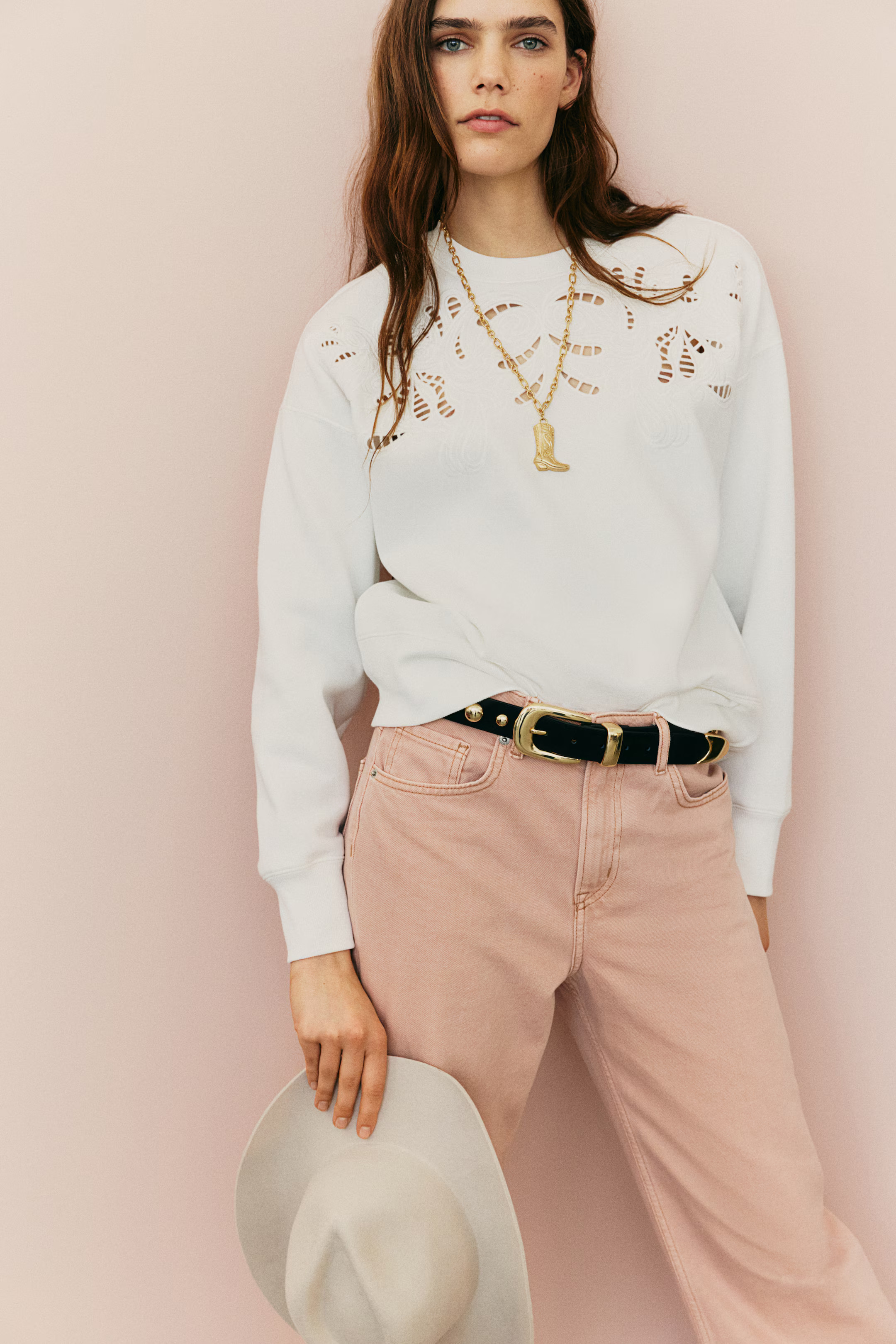 Oversized Sweatshirt with Motif - Cream - Ladies | H&M US | H&M (US + CA)