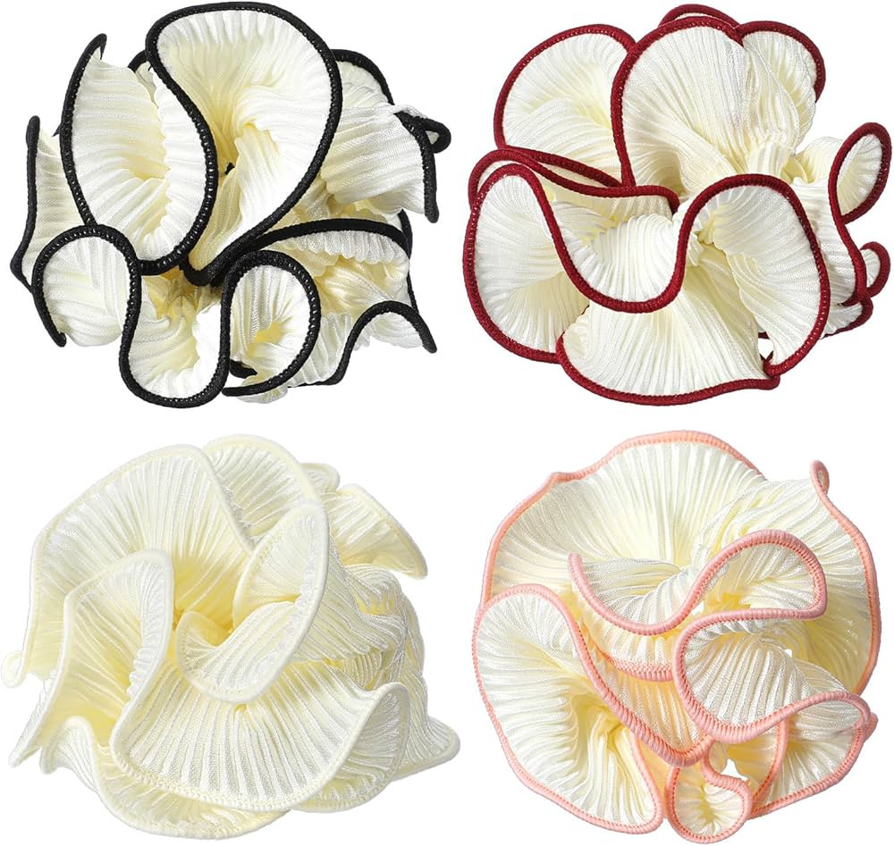 Mabor Oversized Puffy Hair Scrunchies for Women, 4 Pack 5.51 Inch Double Layer Pleated Ruffle, Ex... | Amazon (US)