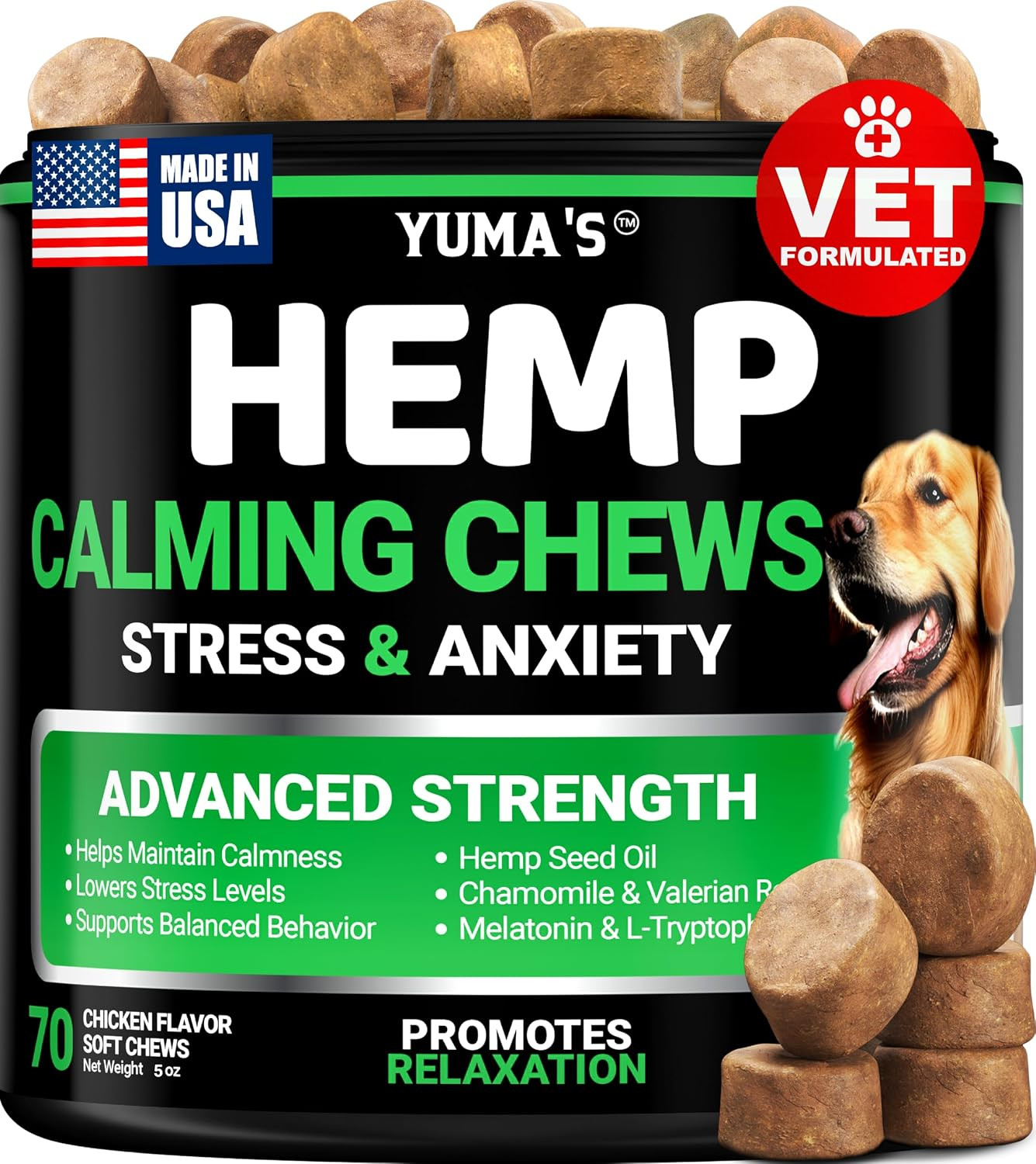 Advanced Calming Chews for Dogs - Hemp Dog Calming Chews Anxiety Relief | Amazon (US)