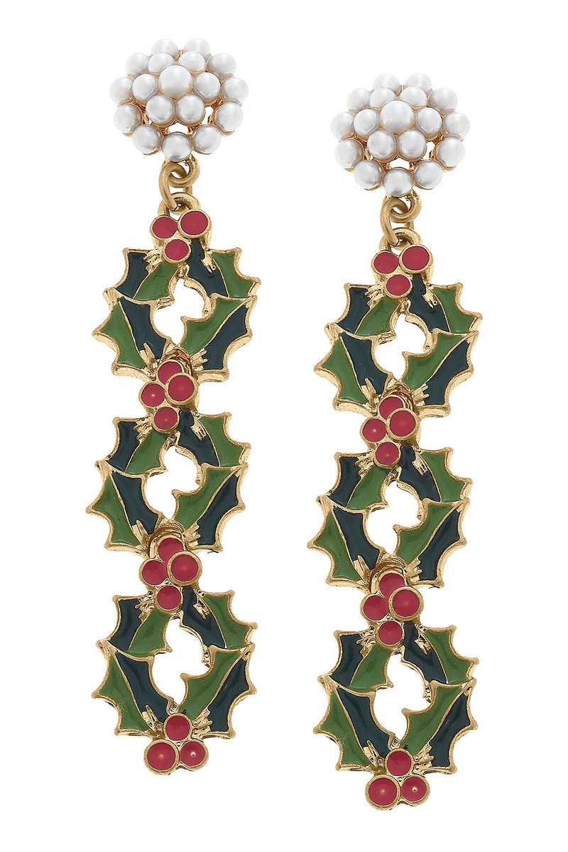 Linked Holly Enamel Drop Earrings | CANVAS