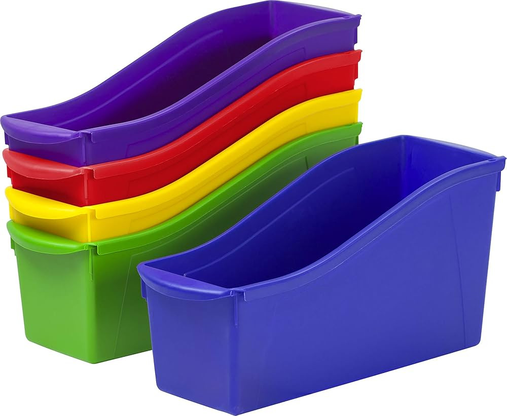 Storex Interlocking Book Bins, 5 1/3 W x 14 1/3 L x 7 H, 5 Color Set, Plastic (70105U06C) | Amazon (US)