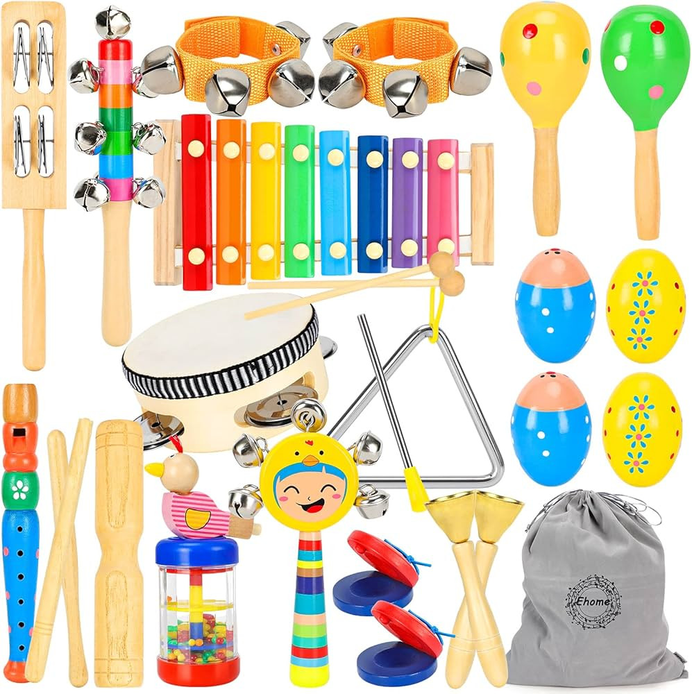 Ehome Musical Instruments Toys for Toddlers 1-3, Baby Kids Musical Instruments, Wooden Percussion... | Amazon (US)