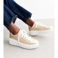 Women's Gold Faux Leather Wedge Trainers New Look | New Look (UK)