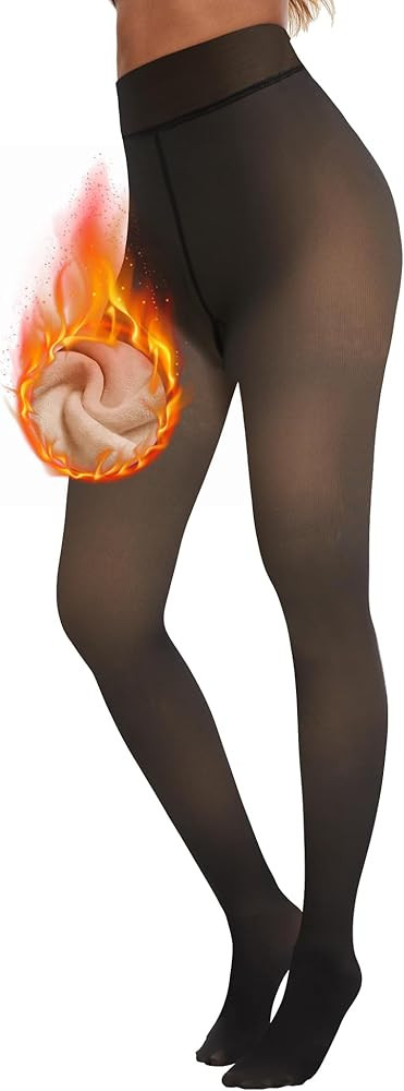 Fleece Lined Tights Women - Winter Warm Thermal Thick Tights for Women Pantyhose Fake Translucent... | Amazon (CA)
