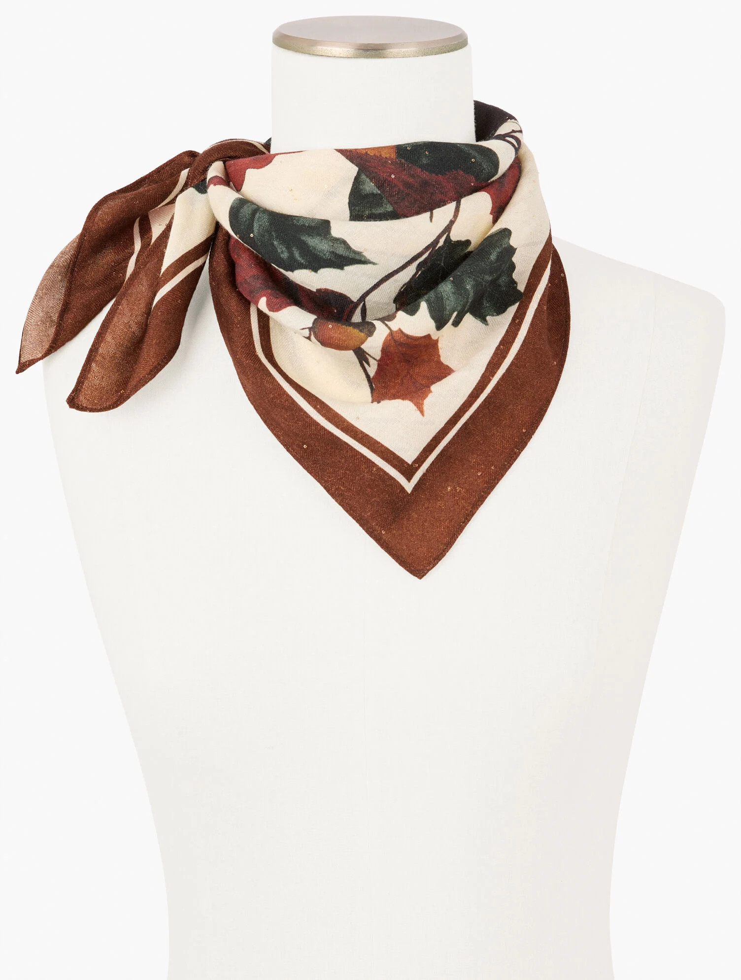 Acorns & Leaves Wool Square Scarf | Talbots