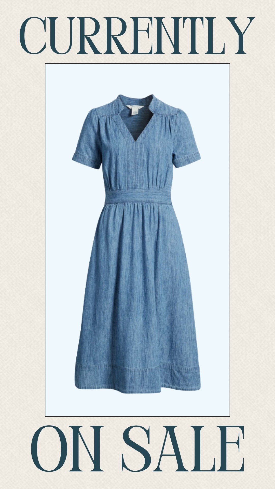 This chambray midi dress features a flattering V-neckline, a defined waist, and soft pleating that creates an easy, feminine silhouette. The lightweight denim-inspired fabric gives it a classic look that's perfect for everything from weekend brunch to casual outings. Pair it with sandals, sneakers, or wedges for an effortlessly polished outfit.

#LTKSeasonal #LTKMidsize #LTKSaleAlert