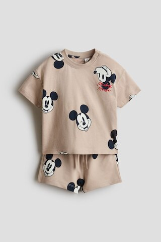 H & M - 2-Piece Printed Set - Beige/Mickey Mouse | H&M (US + CA)