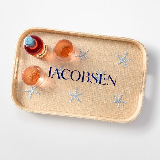 Embroidered Starfish Raffia Tray​ | Mark and Graham