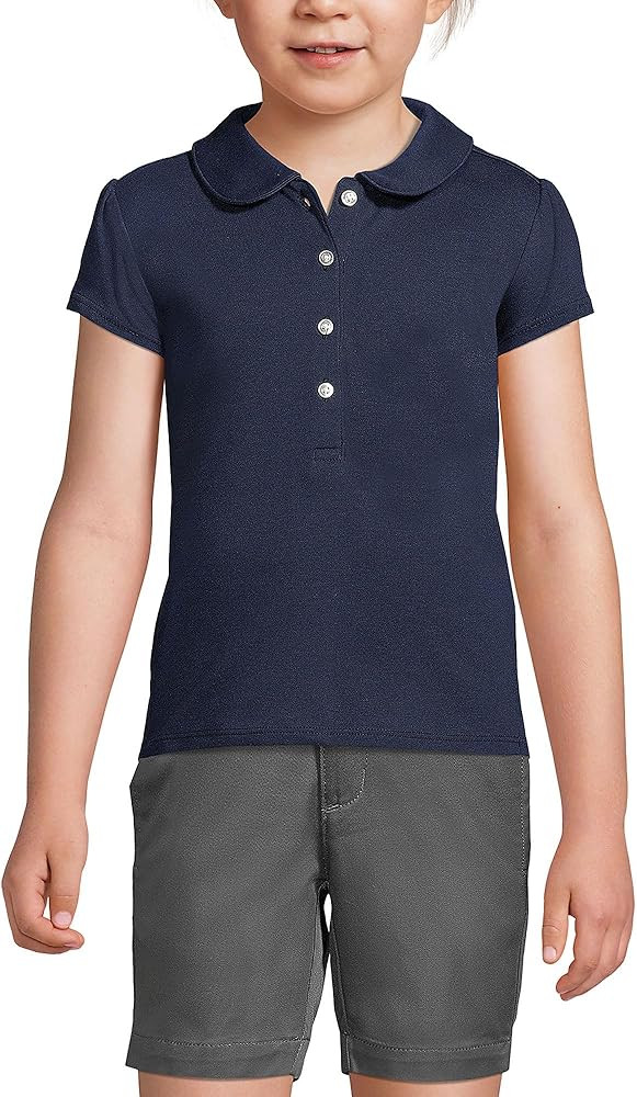 Lands' End School Uniform Girls Short Sleeve Peter Pan Collar Polo Shirt | Amazon (US)