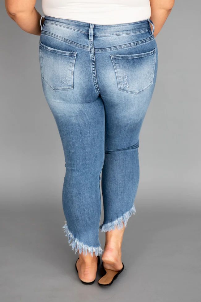 Jasmine Asymmetrical Medium Wash Jeans | The Pink Lily Boutique