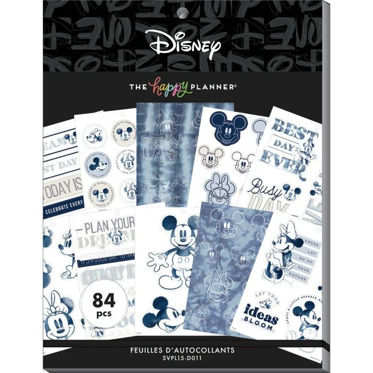 The Happy Planner Disney© Mickey Mouse & Minnie Mouse Indigo Large Value Pack Stickers | Walmart (US)
