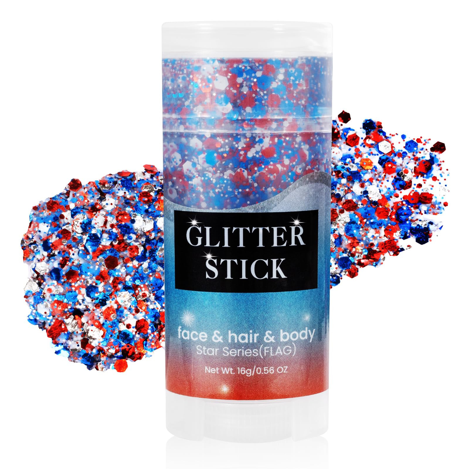 Amazon.com : Mysense Patriotic Red White and Blue Face Hair Body Glitter Stick,4th of July Outfit... | Amazon (US)