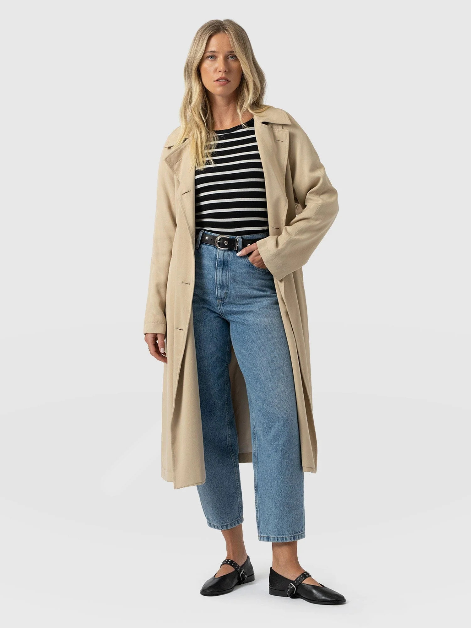 Marion Double Breasted Trench - Beige | Saint + Sofia