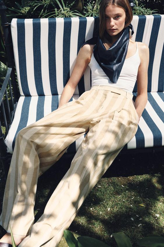 ZW COLLECTION STRIPED WIDE LEG PANTS | Zara US
