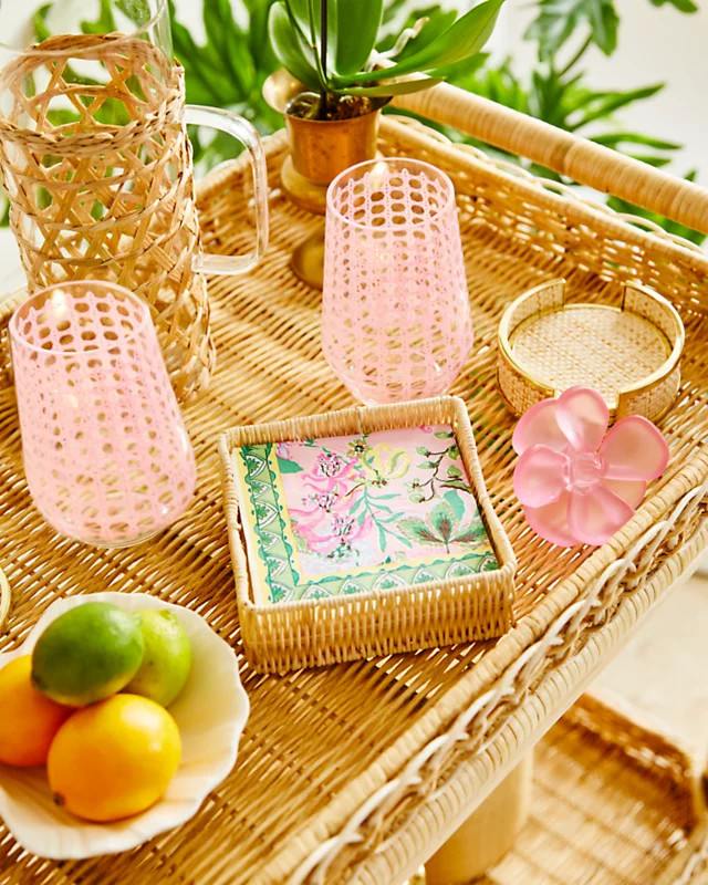 Paper Cocktail Napkins with Raffia Holder | Lilly Pulitzer