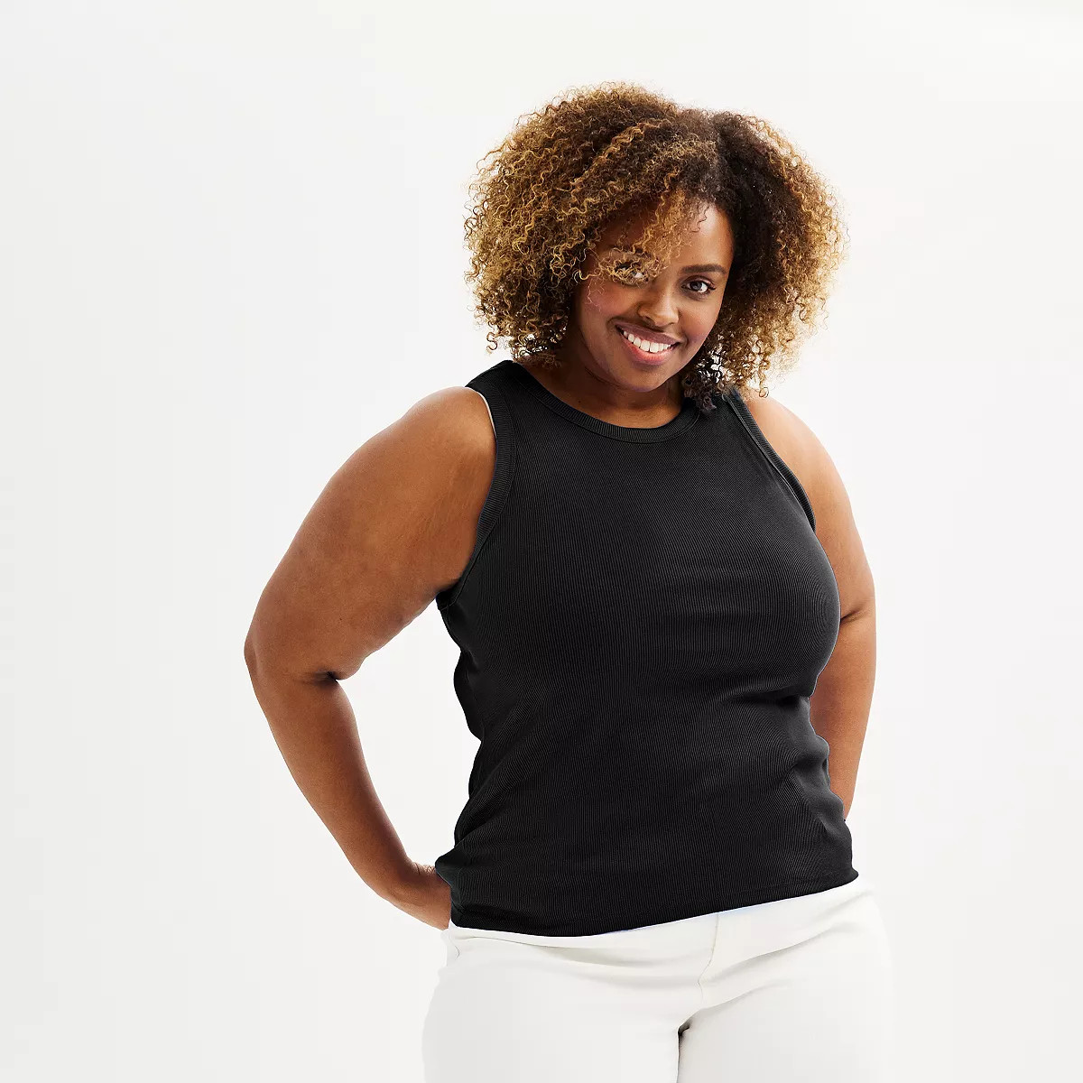 Plus Size Sonoma Goods For Life® High Neck Ribbed Layering Tank Top | Kohl's