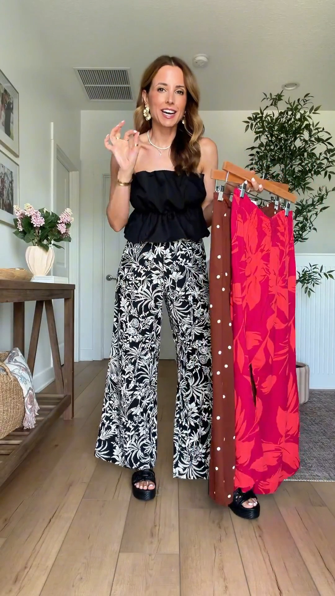 New at Target! Summer outfit. Elevated casual outfit. Mom outfit. Business casual outfit. Vacation outfit. I love these linen-blend wide leg pants + length options! Wearing XS short - runs big so size down! I added a stretchy belt to the top of the waist band to cinch it in. XS in ruffled top. I went up half a size in wedges. 

#LTKootd #LTKPetite #LTKTravel