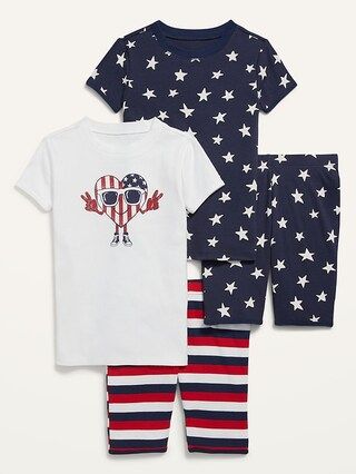 Gender-Neutral Printed Snug-Fit 4-Piece Pajama Set for Kids | Old Navy (US)