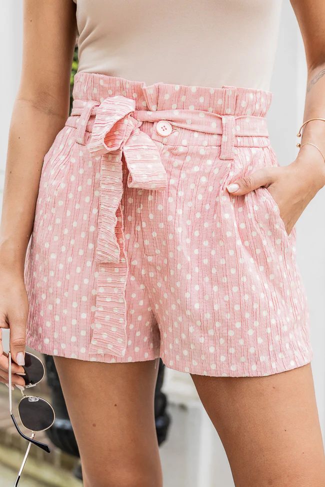 Highlight Of Today Pink Polka Dot Paperbag Shorts | Pink Lily