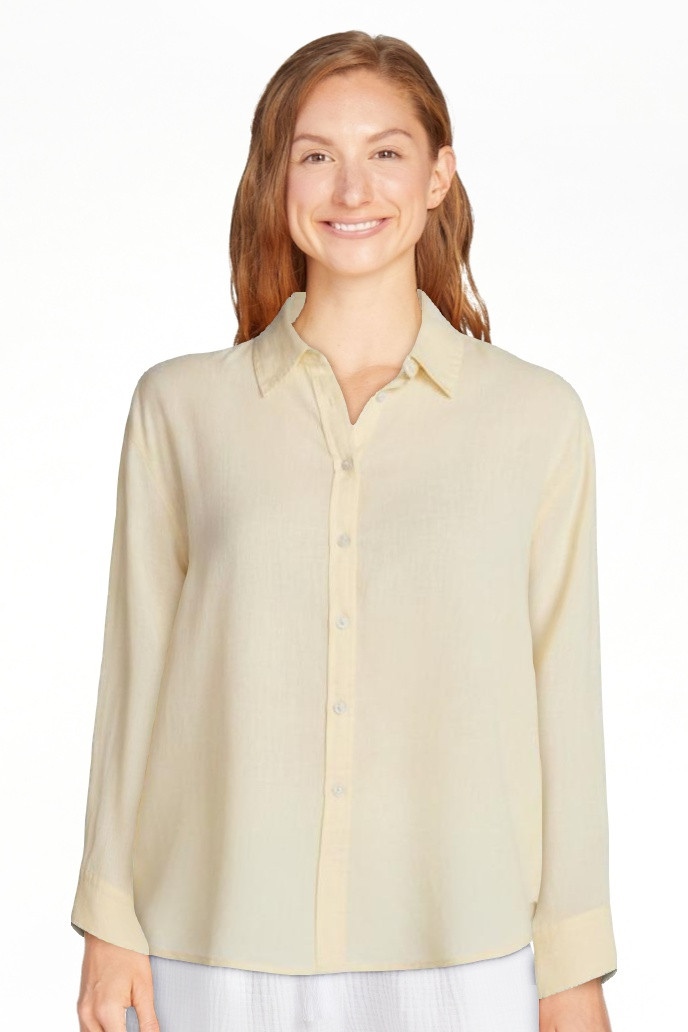 Time and Tru Women's Linen Blend Button Front Cropped Top with Long Sleeves, Sizes XS-XXXL | Walmart (US)
